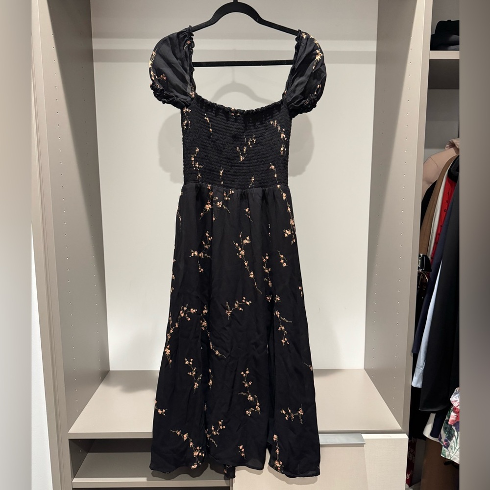 Reformation Black Floral Midi Dress